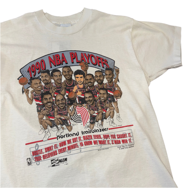Salem Sportswear 90's Portland Trail Blazers Caricature Tee Sz L