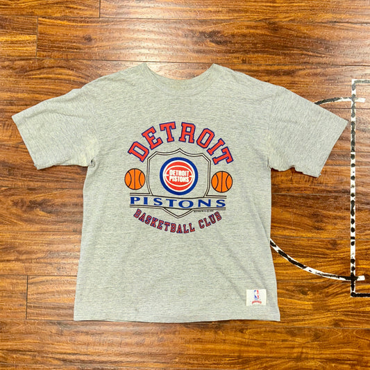 Nutmeg 1988 Puff Print Detroit Pistons Basketball Club Tee Sz XL