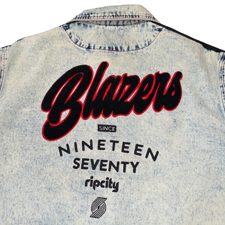 The Holloway Collective Portland Trail Blazers Denim Jacket Sz XL