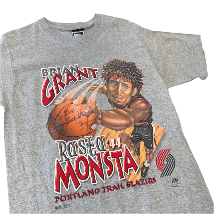 Pro Player Signed Portland Trail Blazers Brian Grant Rasta Monster Tee Sz M