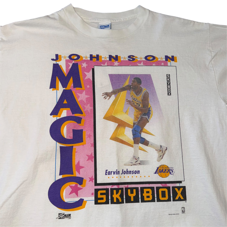 1991 Salem Sportswear Los Angeles Lakers Magic Johnson Skybox Tee Sz Lp
