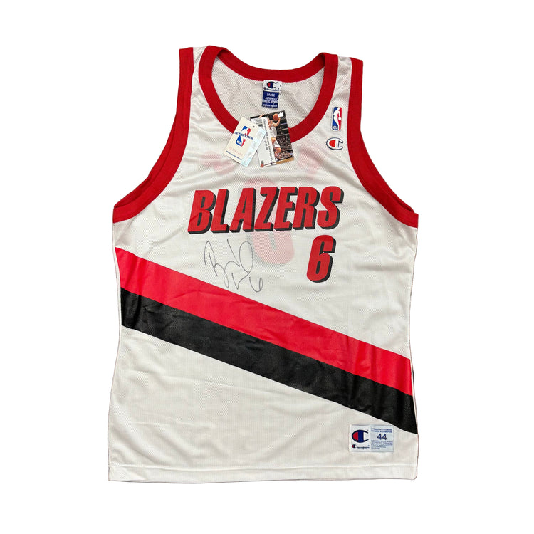 NWT Champion 90's Blazers Bonzi Wells Autographed Jersey Sz L