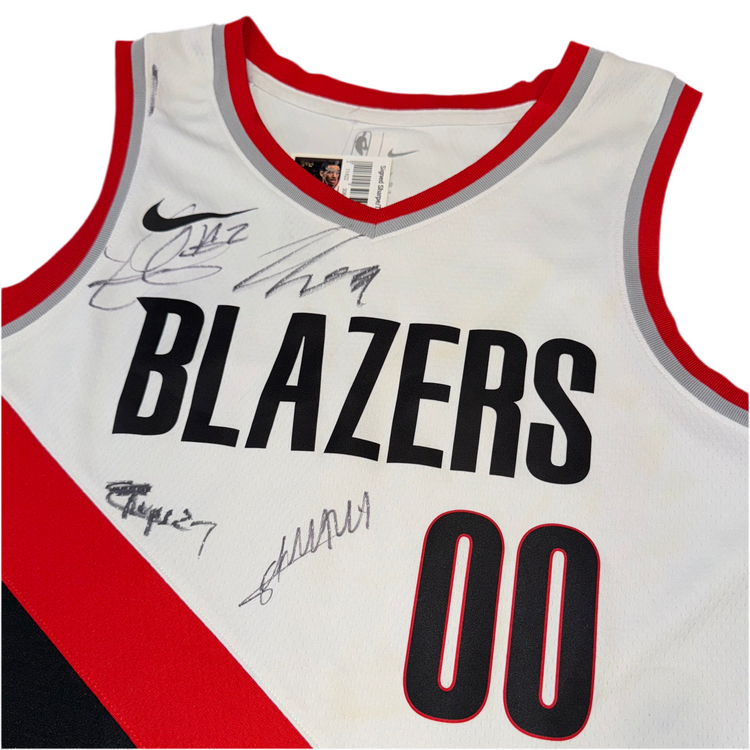 Signed Portland Trail Blazers Sharpe/Tou/Ayton/Rupert Jersey Sz XL