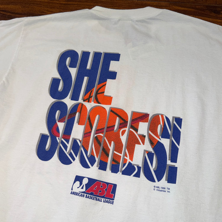 ABL "She Shoot, She Scores" Tee Sz XL