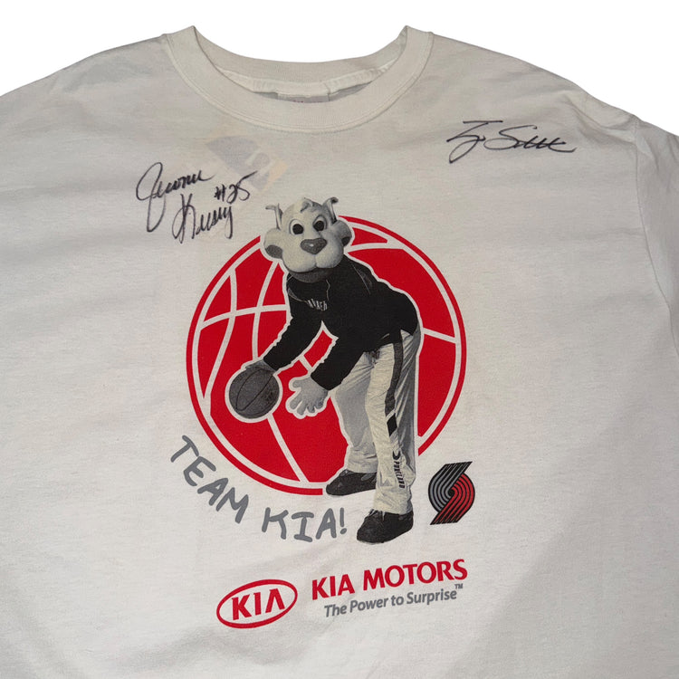Signed Jerome Kersey/Stotts Portland Trail Blazers Tee Sz XL