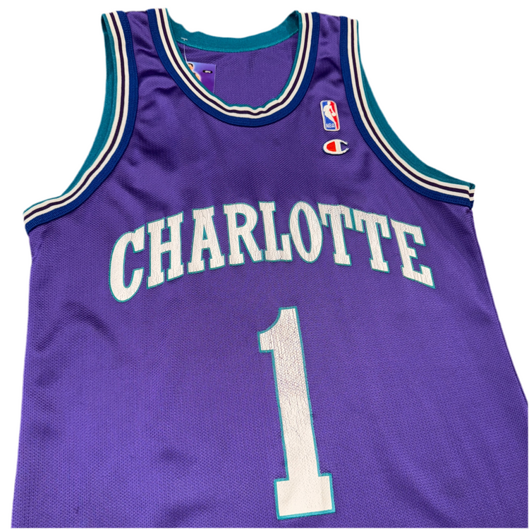 Champion Charlotte Hornets Mugsey Bogues Jersey Sz M