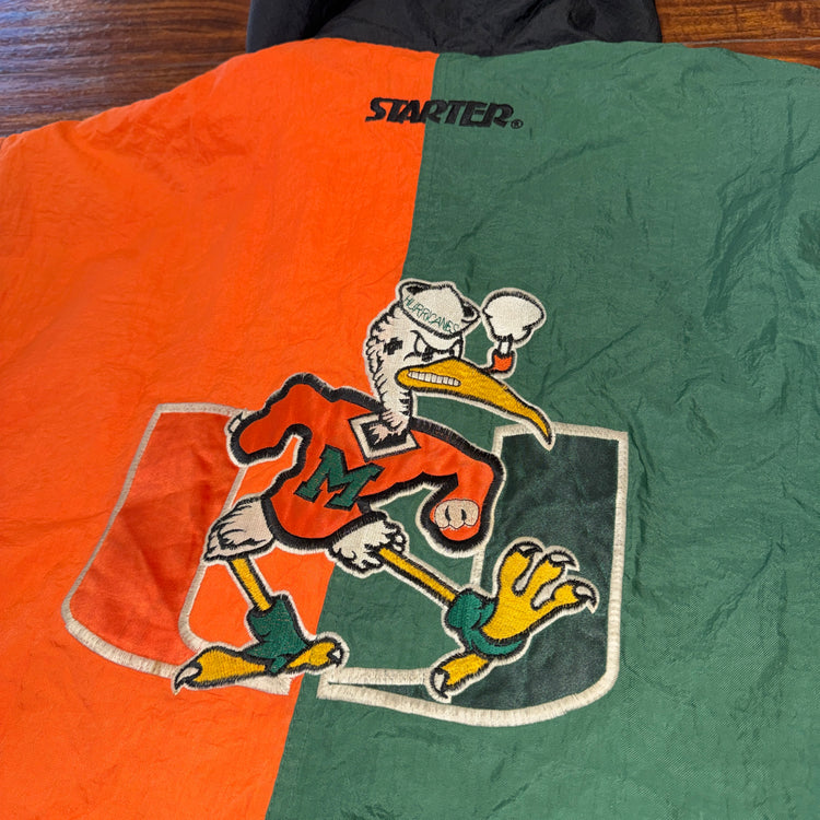 Starter Miami Hurricanes Puffer Jacket Sz M