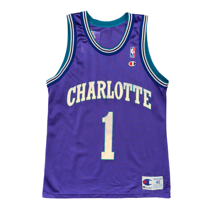 Champion Charlotte Hornets Mugsey Bogues Jersey Sz M