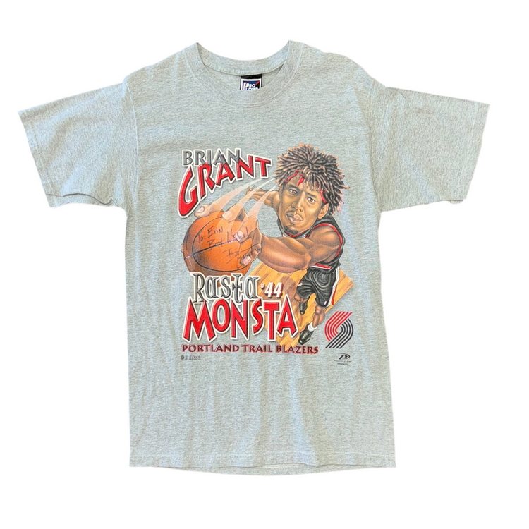 Pro Player Signed Portland Trail Blazers Brian Grant Rasta Monster Tee Sz M
