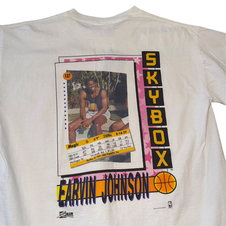 1991 Salem Sportswear Los Angeles Lakers Magic Johnson Skybox Tee Sz Lp