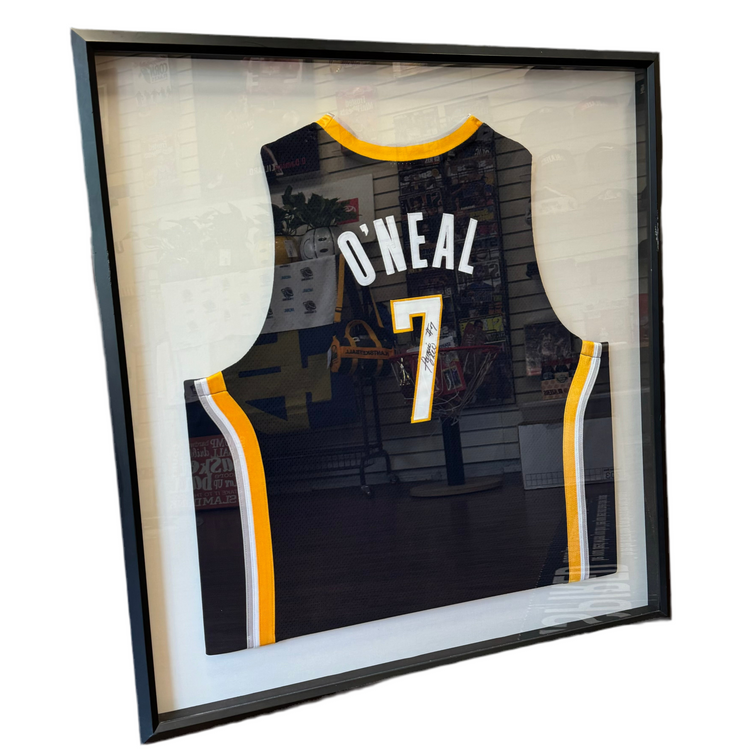 Jermaine O'Neal Reebok Authentic Away Pacers Autographed Jersey Framed