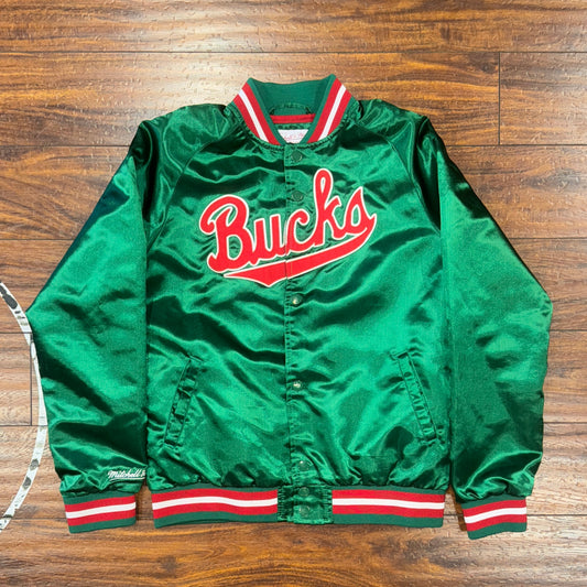 Mitchell & Ness Hardwood Classic Milwaukee Bucks Satin Jacket Sz YM