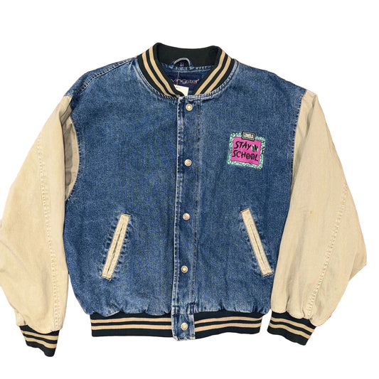 Swingster 90’s NBA "Stay In School" Denim Jacket Sz L