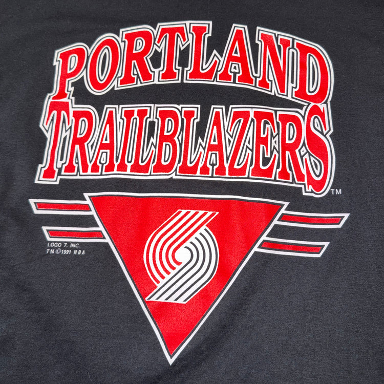 Logo 7 90’s Portland Trail Blazers Hoodie Tee Sz XL