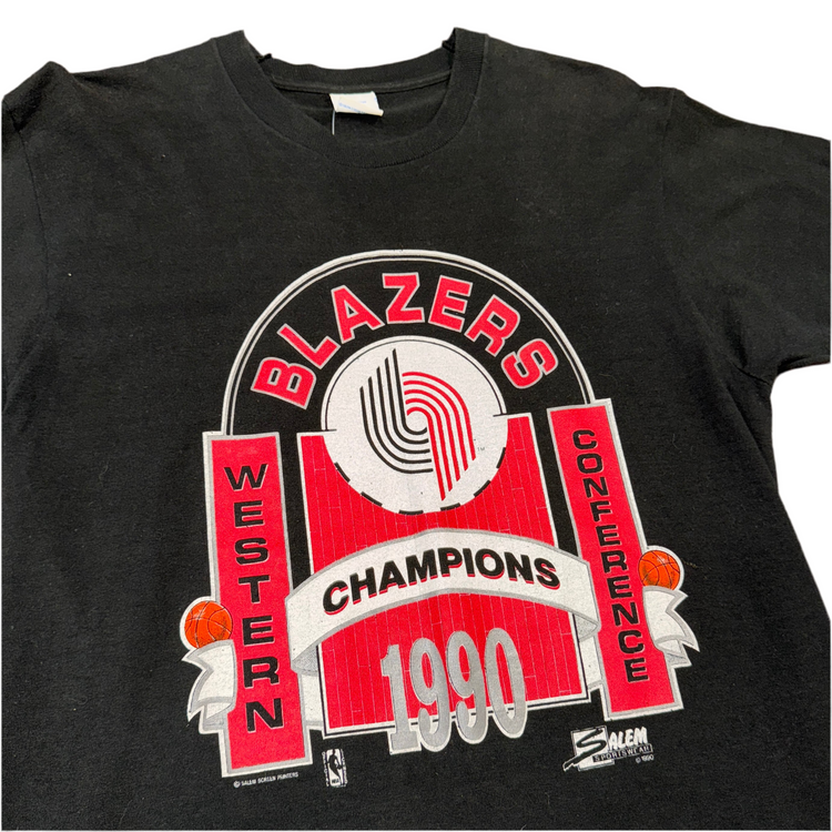 Salem Sportswear 1990 Portland Trail Blazers PinWheel WCC Tee Sz L