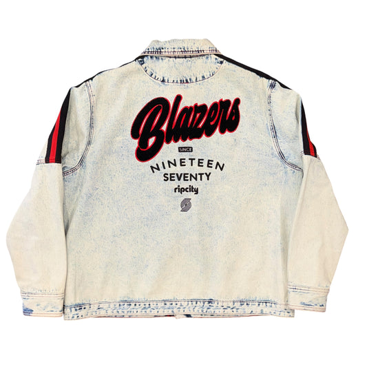 The Holloway Collective Portland Trail Blazers Denim Jacket Sz XL