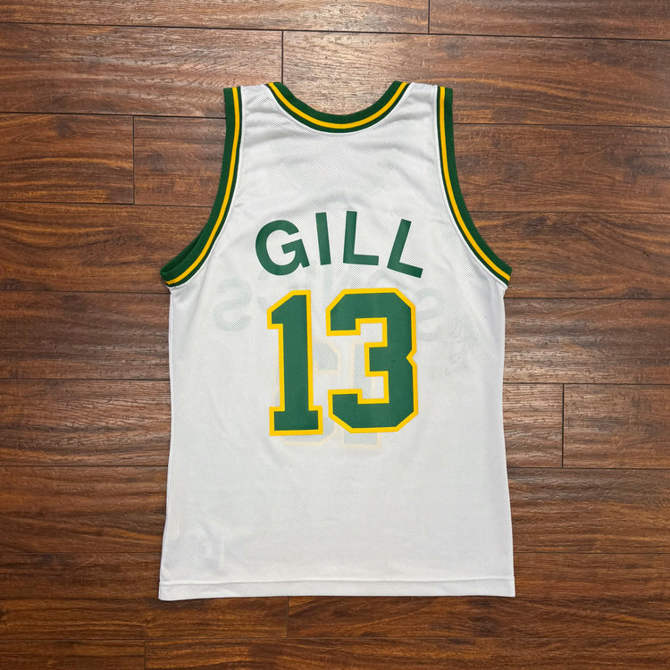 Champion 90's Sonics Autographed Kendall Gill Jersey Sz M