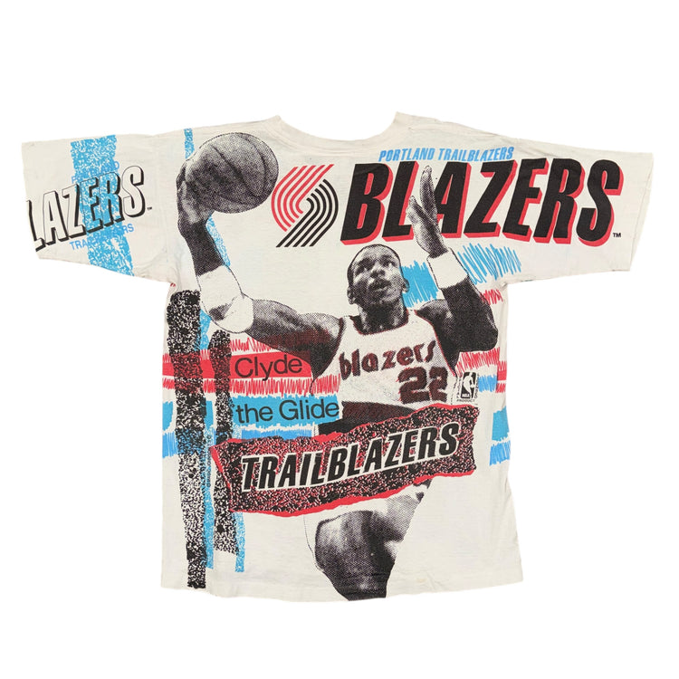 Magic Johnson T's 90’s Portland Trail Blazers Clyde Drexler AOP Tee Sz M