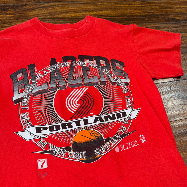 Logo 7 1992 Portland Trailblazers Playoff Tee Sz L