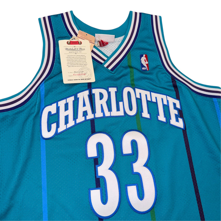NWT Mitchell & Ness Authentic 1992-93 Charlotte Hornets Alonzo Mourning Away Jersey Sz L