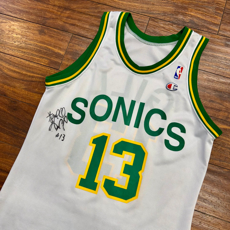 Champion 90's Sonics Autographed Kendall Gill Jersey Sz M