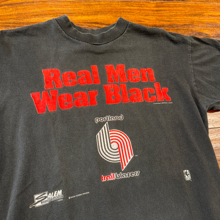 Salem Sportswear Portland d Trail Blazers Wear Black Tee Sz L