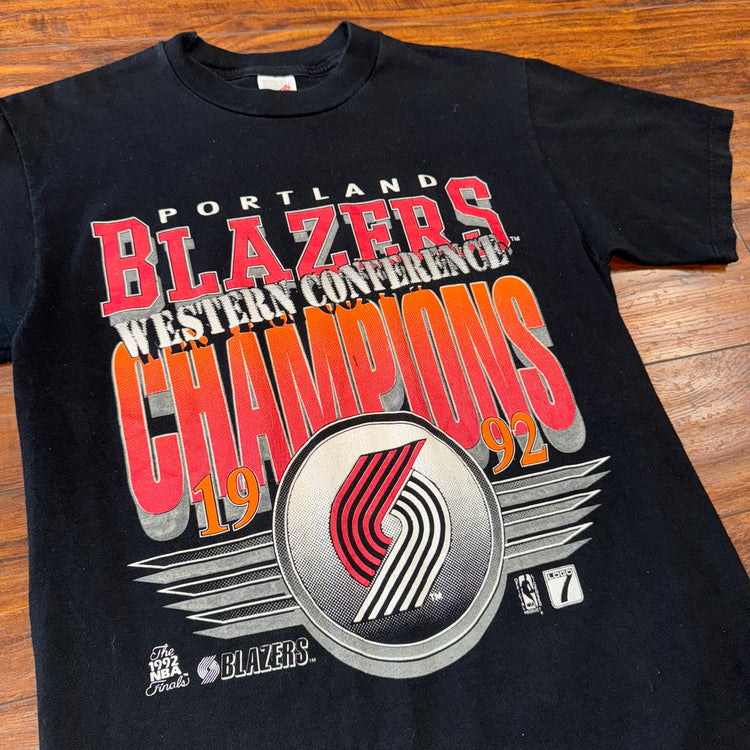 Jerzees 1992 Portland Trail Blazers Western Conference Champs Tee Sz M