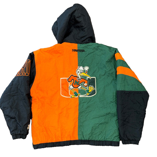Starter Miami Hurricanes Puffer Jacket Sz M