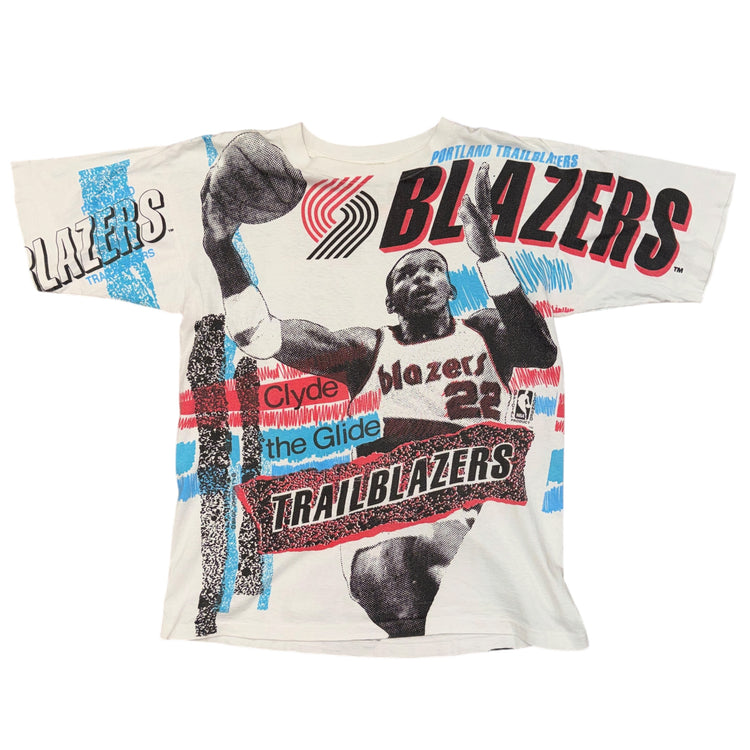 Magic Johnson T's 90’s Portland Trail Blazers Clyde Drexler AOP Tee Sz M