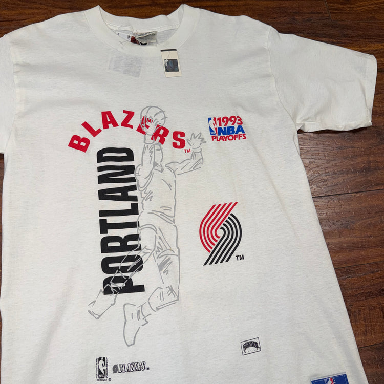 NWT Nutmeg 1993 Portland Trail Blazers Playoffs Tee Sz L