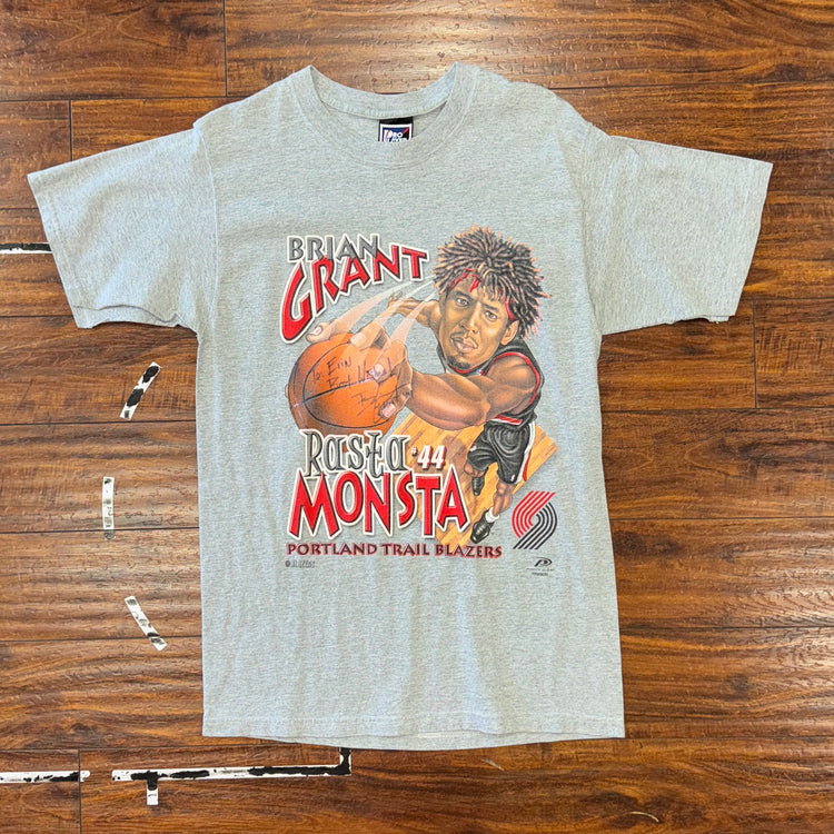 Pro Player Signed Portland Trail Blazers Brian Grant Rasta Monster Tee Sz M