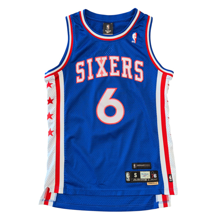 Reebok Hardwood Classics 1976-77 Philadelphia 76ers Julius Erving Away Jersey Sz S