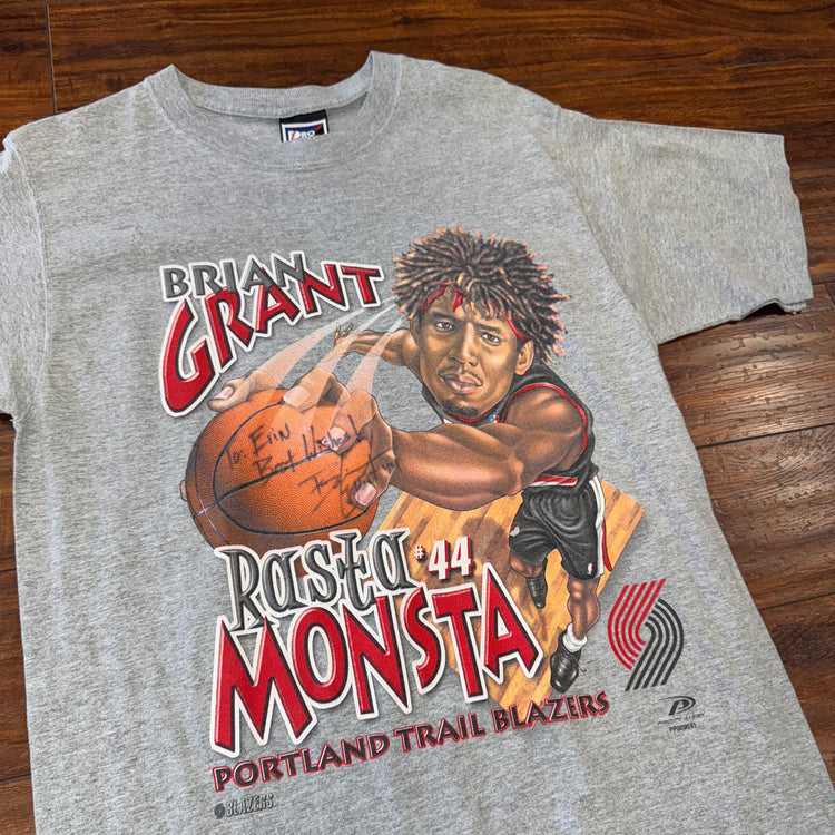 Pro Player Signed Portland Trail Blazers Brian Grant Rasta Monster Tee Sz M