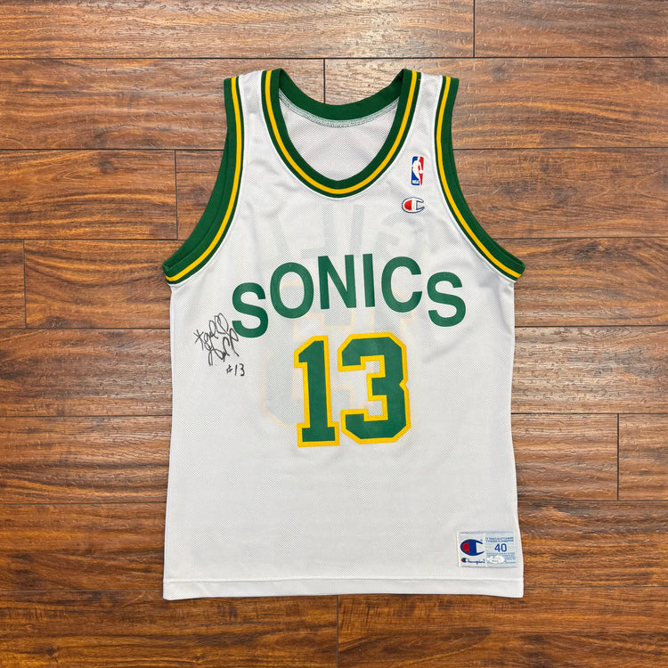 Champion 90's Sonics Autographed Kendall Gill Jersey Sz M