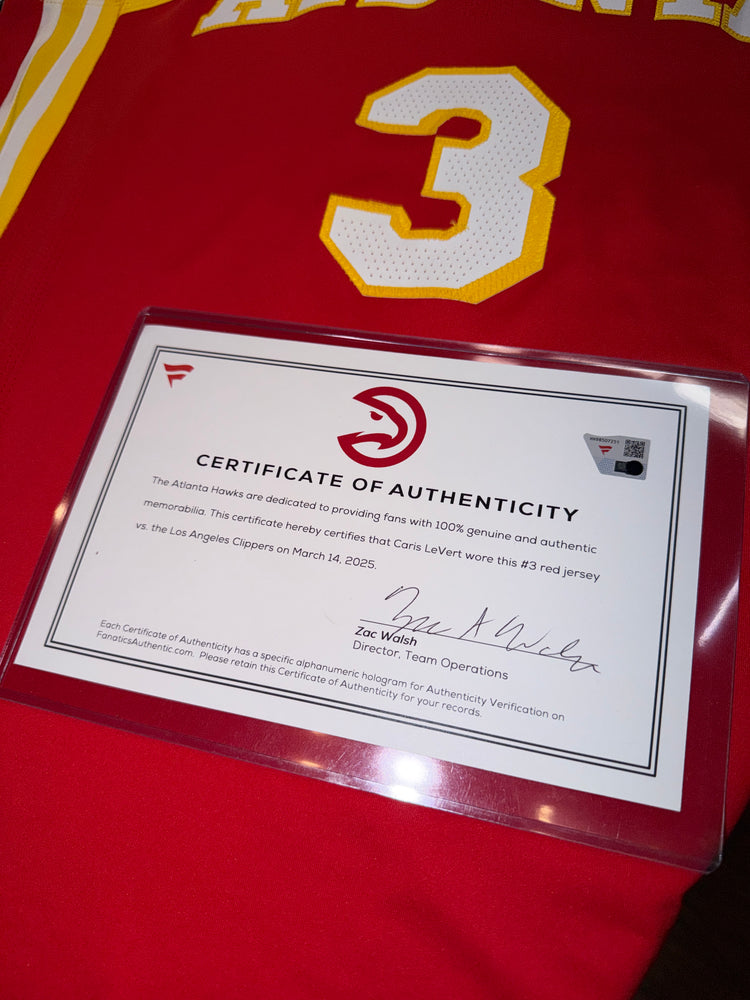 Nike Game Worn Authentic Icon Edition Atlanta Hawks Caris Levert Jersey Sz L +4 Length