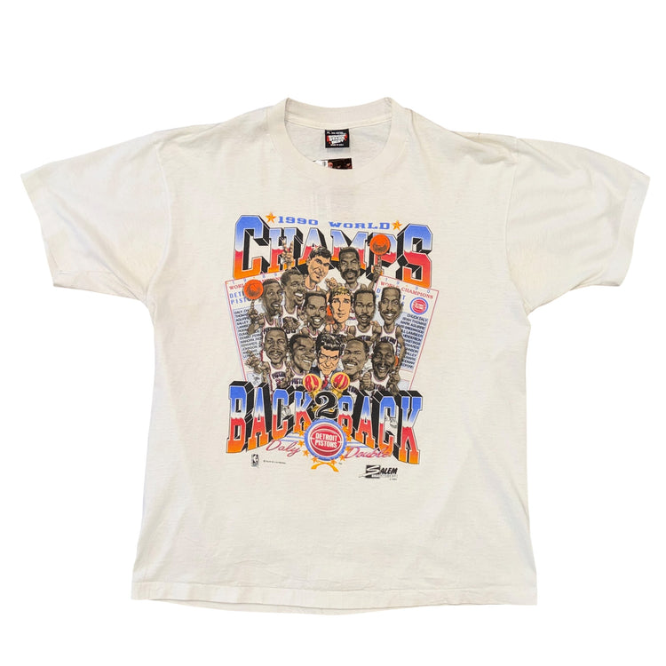 Salem Sportswear 1990 Detroit Pistons Back 2 Back Champs Tee Sz XL