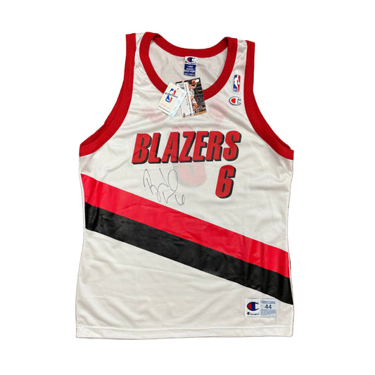 NWT Champion 90's Blazers Bonzi Wells Autographed Jersey Sz L