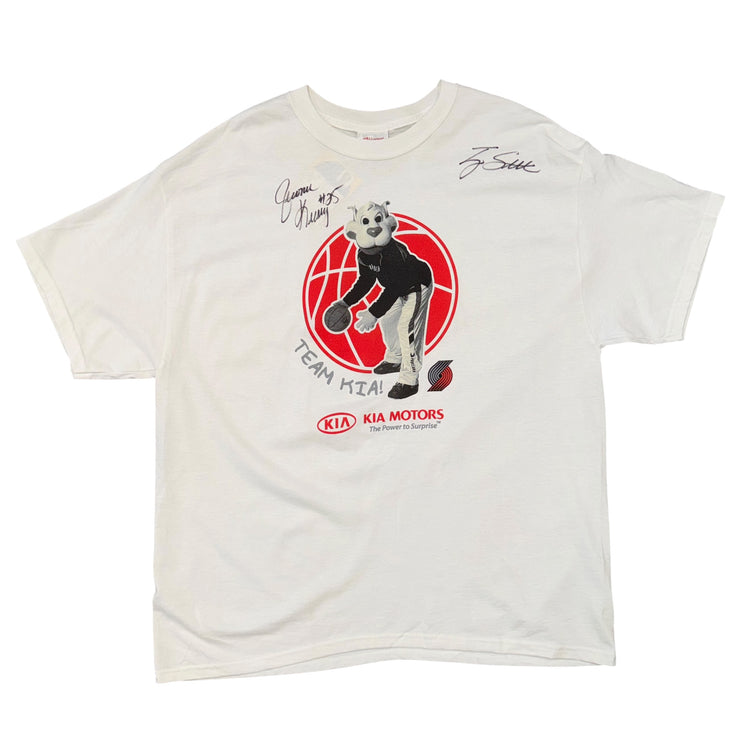 Signed Jerome Kersey/Stotts Portland Trail Blazers Tee Sz XL