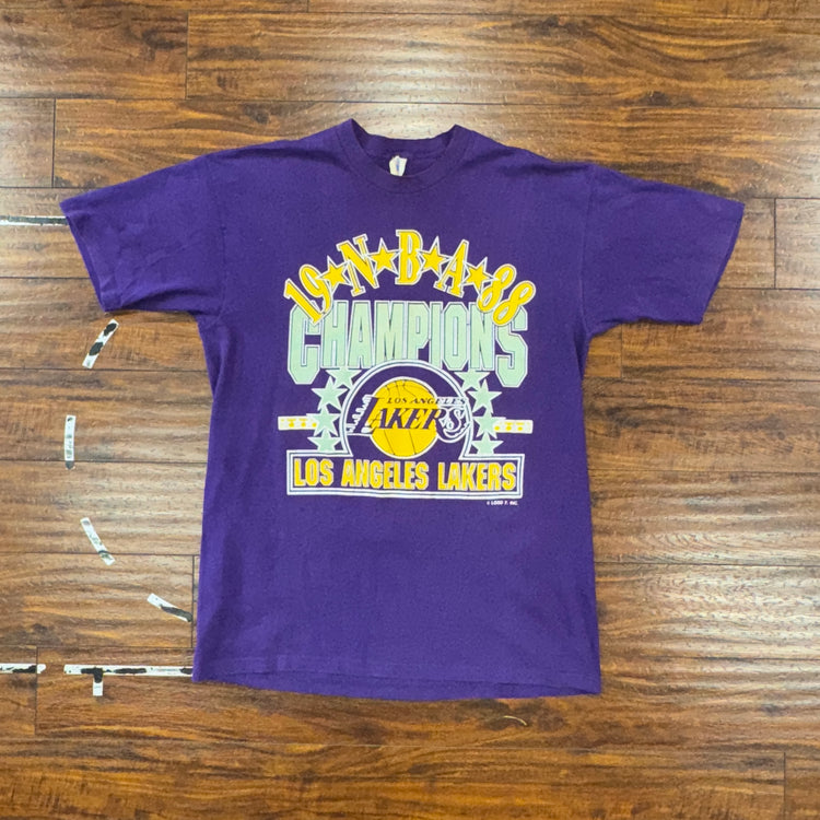 Logo 7 1988 Los Angeles Lakers Champs Tee Sz L