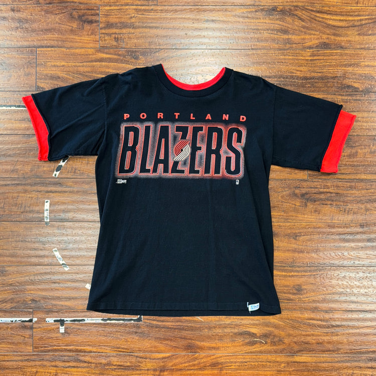 Salem Sportswear Double Collar Portland Trail Blazers Tee Sz L