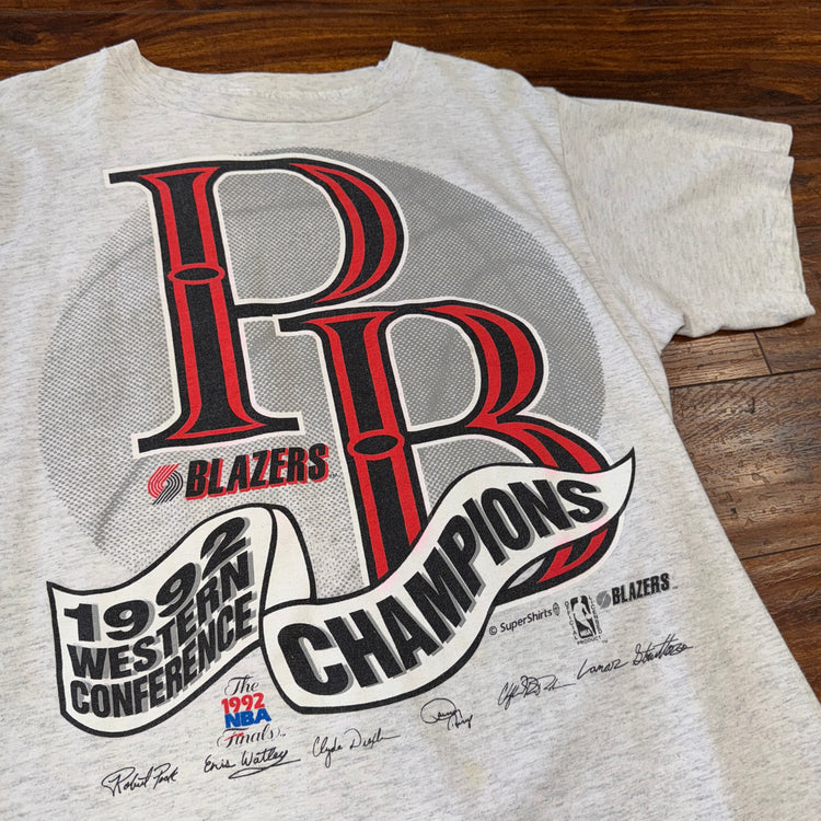 1992 Portland Trail Blazers Western Champs Tee Sz L