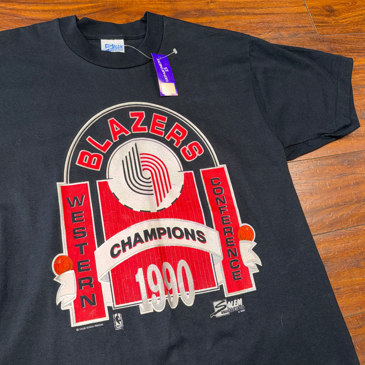 NWT Salem Sportswear Portland Trail Blazers 1990 Western Conference Champs Tee Sz L