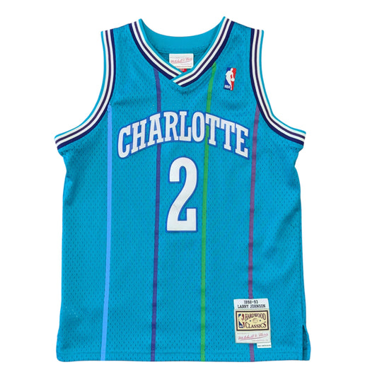 Mitchell & Ness 1992-93 Charlotte Hornets Larry Johnson Away Jersey Sz YL