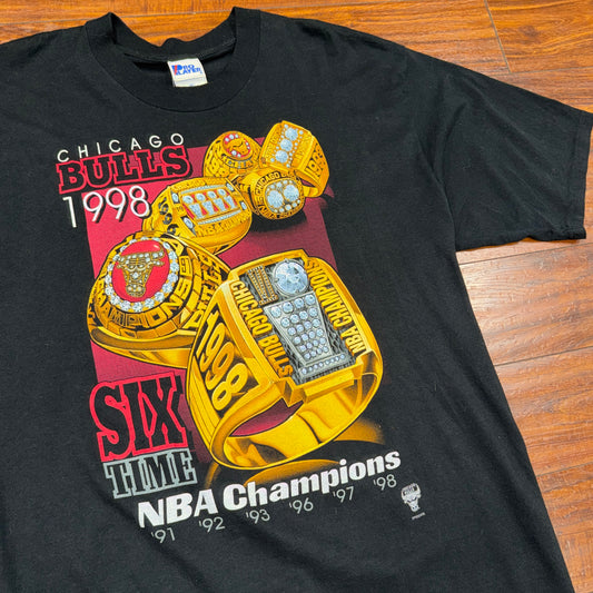 Pro Player 1998 Chicago Bulls Six Rings Tee Sz 2X