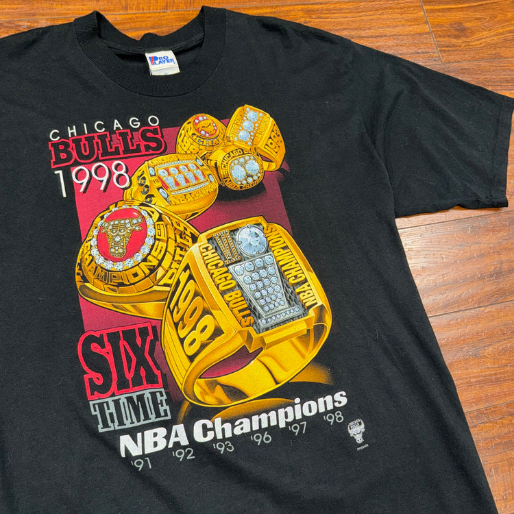 Pro Player 1998 Chicago Bulls Six Rings Tee Sz 2X