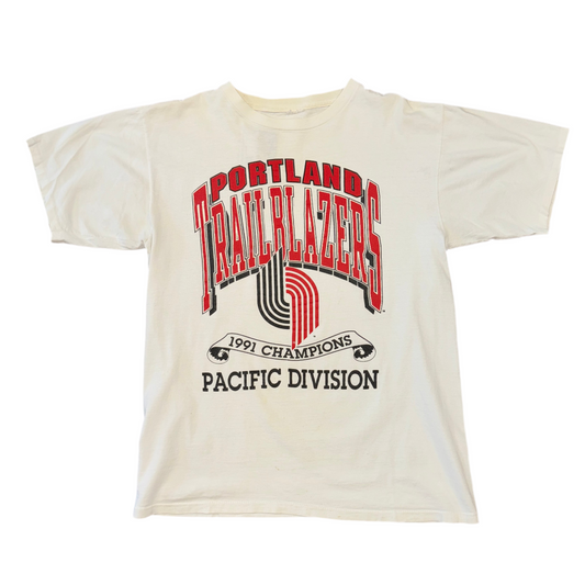 Portland Trail Blazers Puff Print 1991 Pacific Division Tee Sz XL