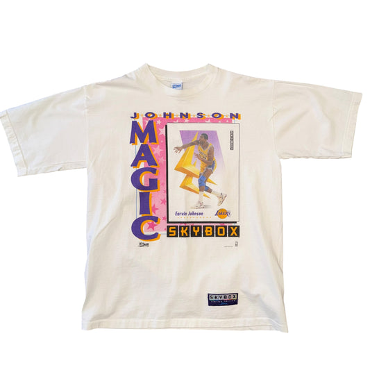 1991 Salem Sportswear Los Angeles Lakers Magic Johnson Skybox Tee Sz L