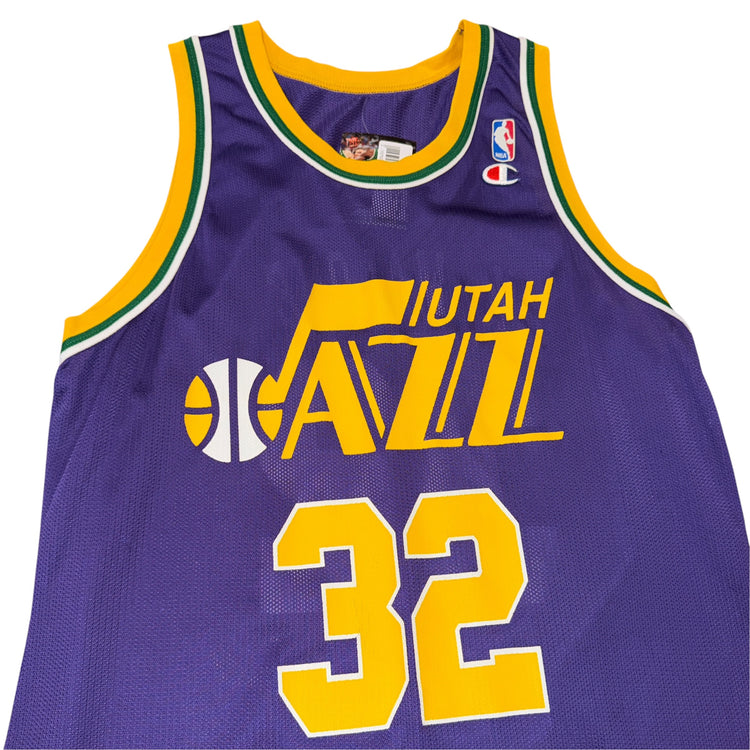 Champion 90's Utah Jazz Karl Malone Away Jersey Sz L