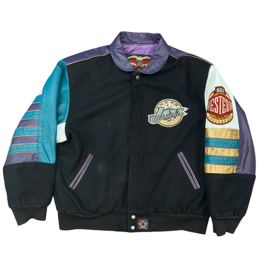 Jeff Hamilton Utah Jazz Leather Jacket Sz L