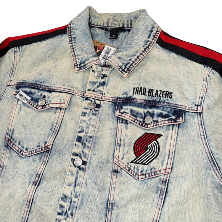 The Holloway Collective Portland Trail Blazers Denim Jacket Sz XL